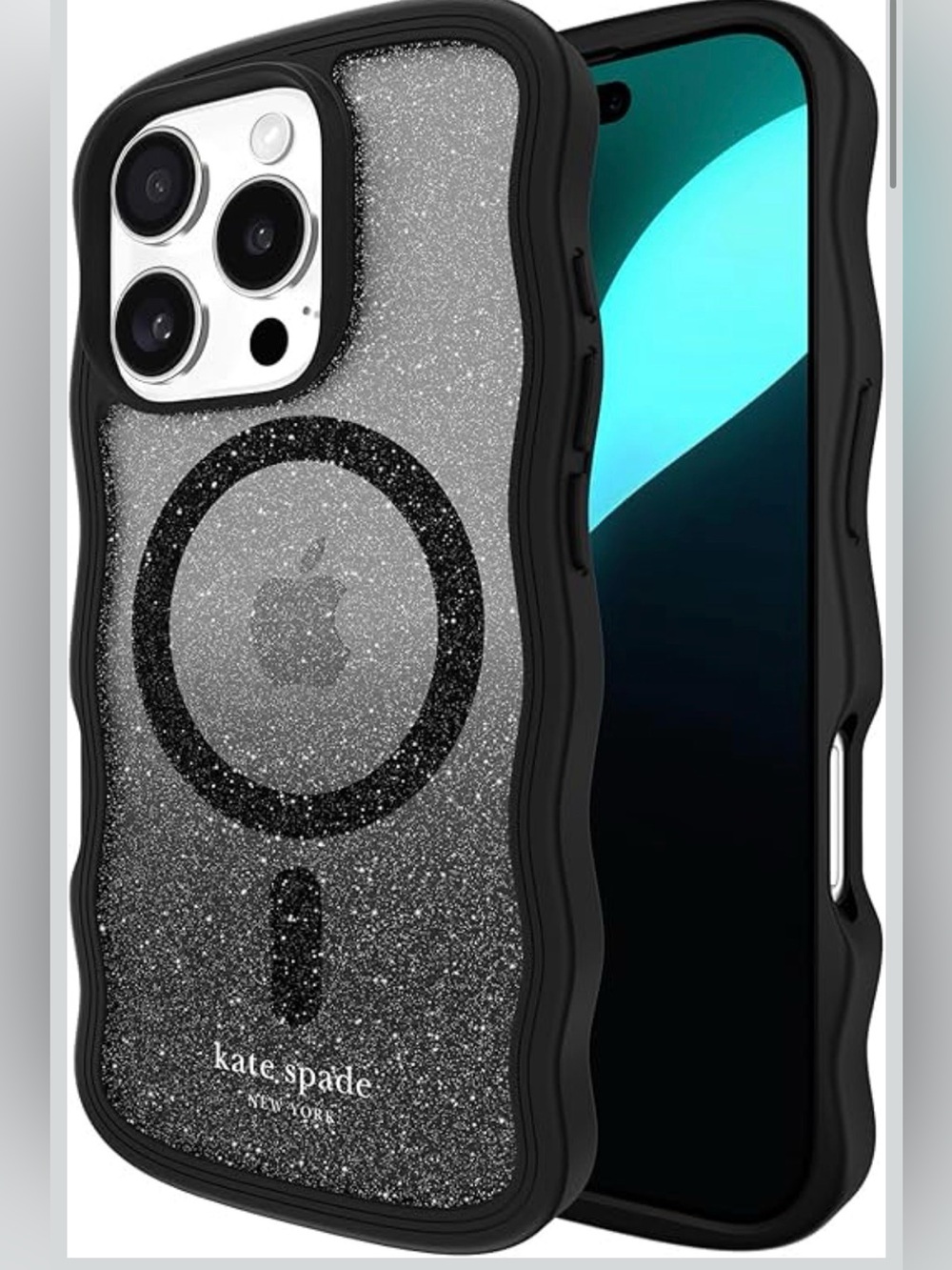 Kate spade Wavy Black Glitter Case - IPhone 16 Pro